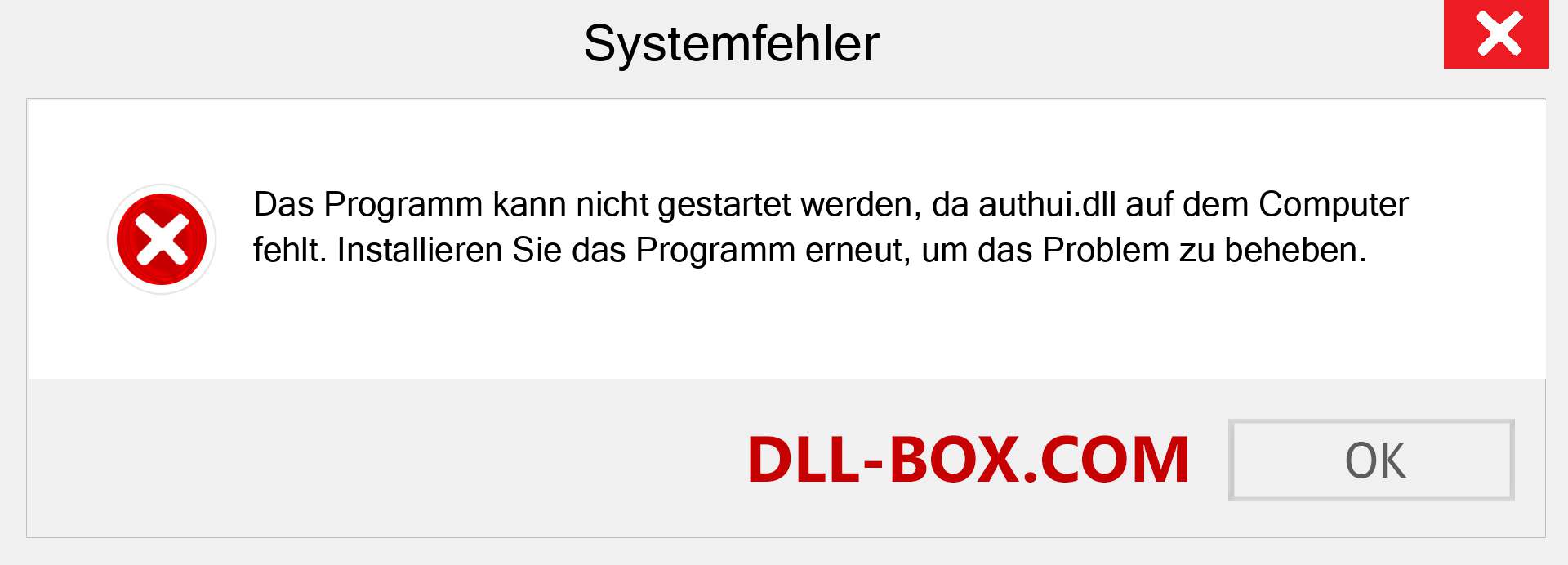 authui.dll-Datei fehlt?. Download für Windows 7, 8, 10 - Fix authui dll Missing Error unter Windows, Fotos, Bildern