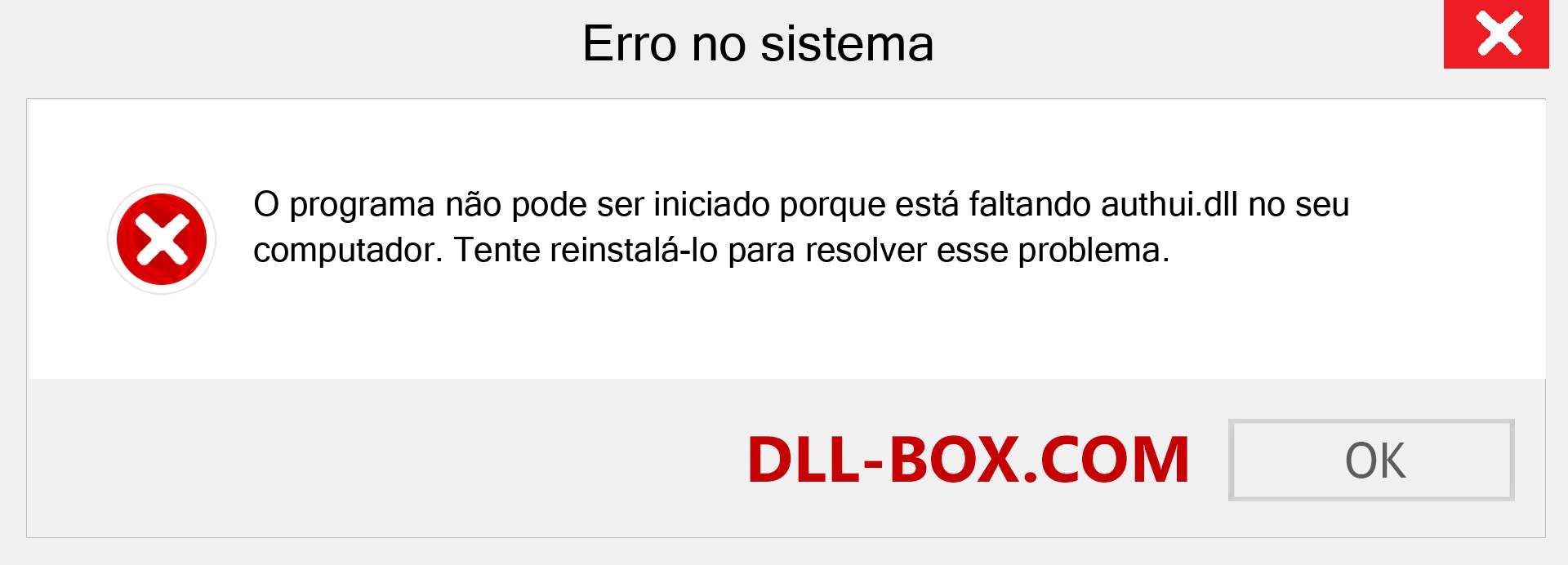 Arquivo authui.dll ausente ?. Download para Windows 7, 8, 10 - Correção de erro ausente authui dll no Windows, fotos, imagens